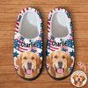 Custom Cute Dog Photo American Flag Christmas Pattern Slippers For Dog Lovers LM32 893881
