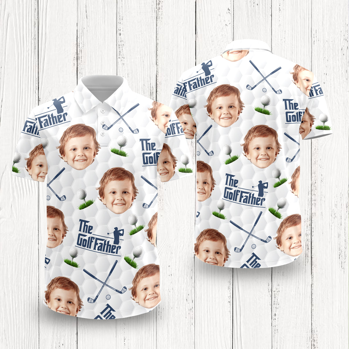 Custom Funny Face The Golf Father Polo Shirt Gift For Golfer, Golf Lovers CH07 899800