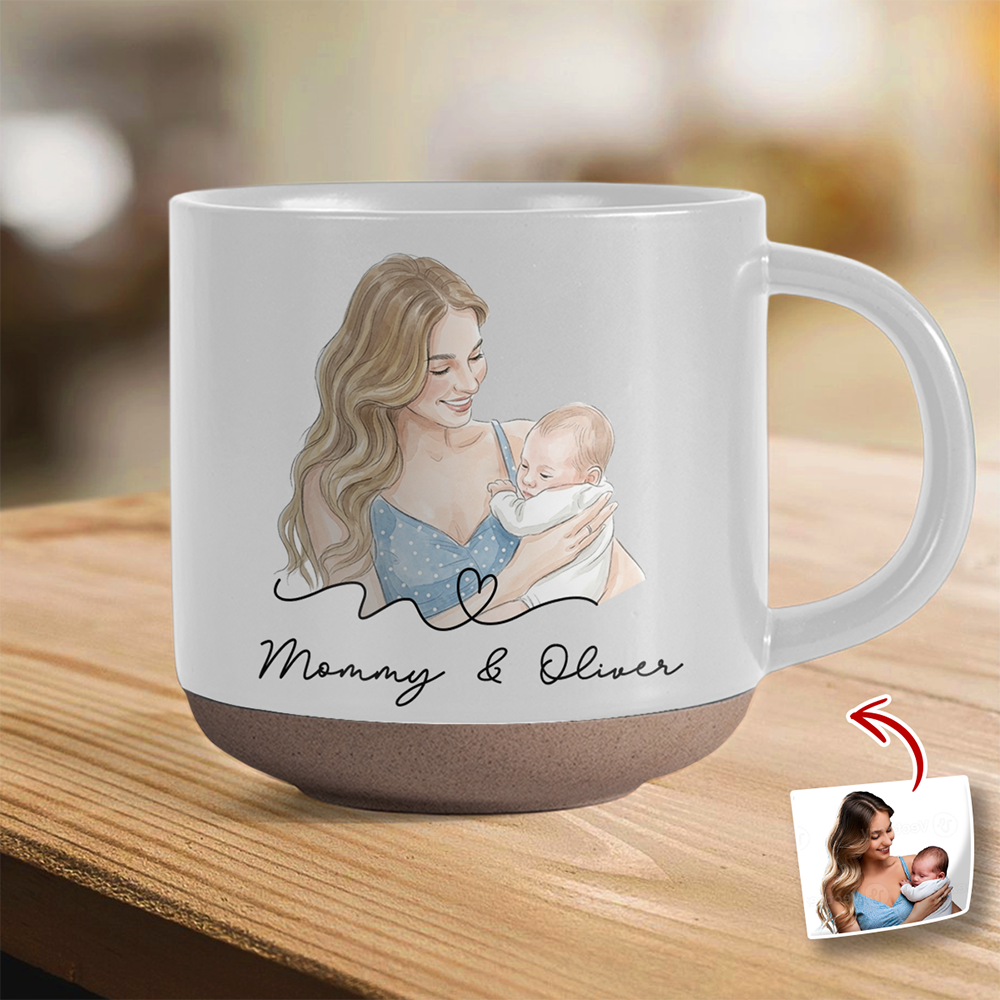 Custom Photo Mom And Kid Pottery Mug For Mother's Day TH10 169213