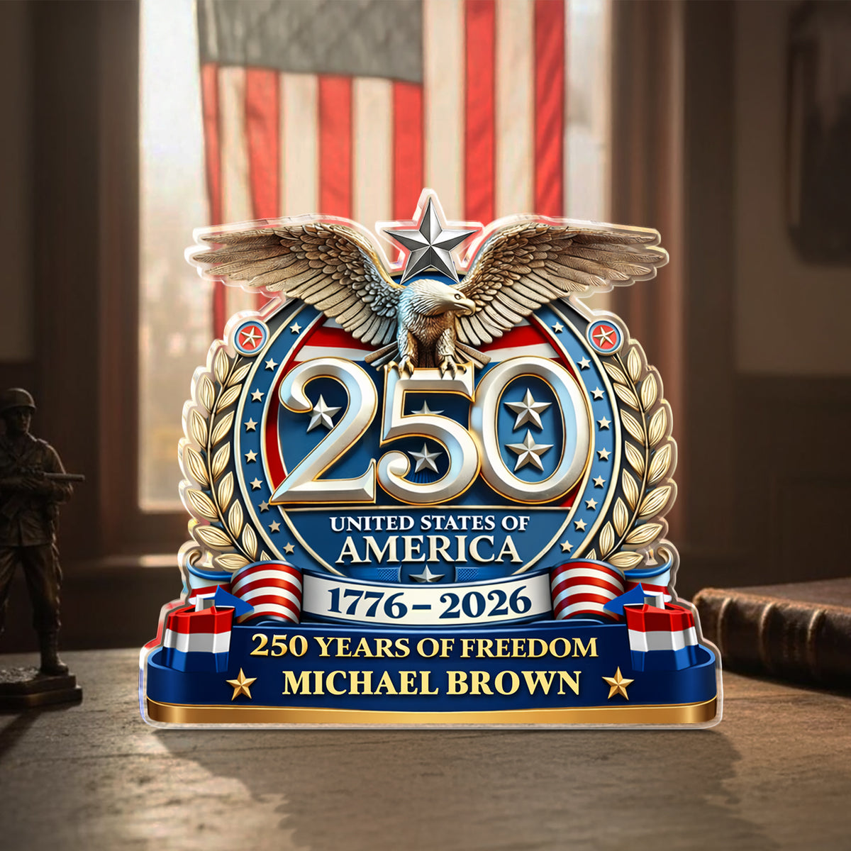 Personalized USA Eagles 250th Anniversary Semiquincentennial 1776-2026 Acrylic Block Plaque - Patriotic Memorial Decor HO82 901902