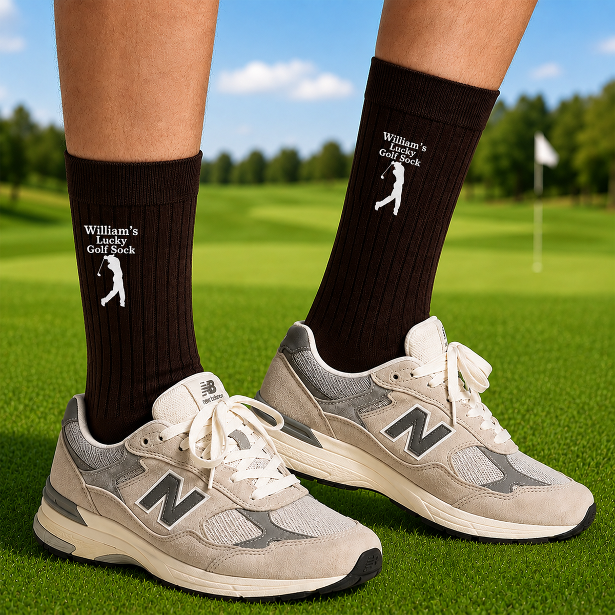 Custom Name Lucky Golf Socks, Personalized Golf Lover Gift, Funny Sports Socks TH10 170987