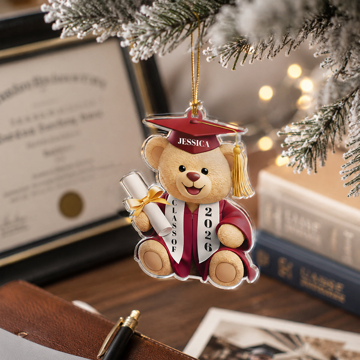 Personalized Graduation Class Of 2026 Teddy Bear Acrylic Ornament Senior Graduation Gift TH10 170653