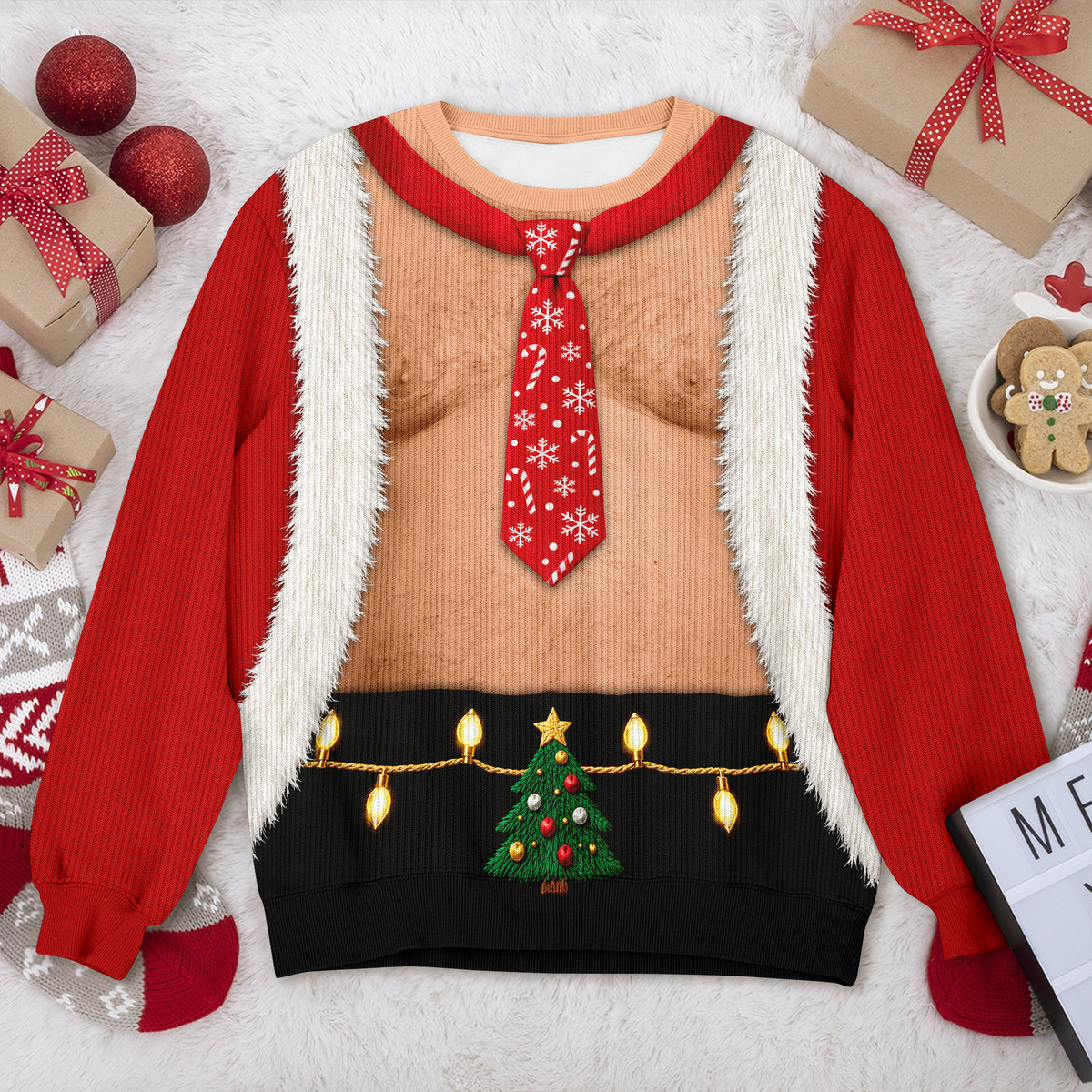 Personalized Funny Santa Abs Belly Body Ugly Sweater For Husband Dad Grandpa Chirstmas Gag Gift HA75 919350