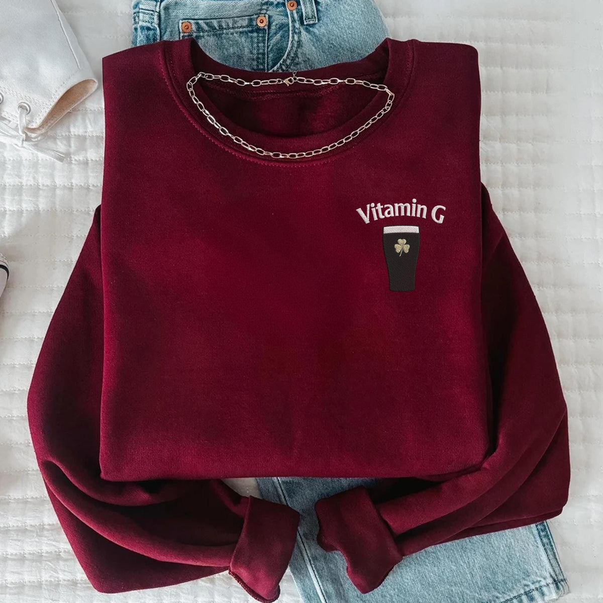 Vitamin G Guinness Embroidered Sweatshirt - Funny Irish Beer Tee HO82 901436