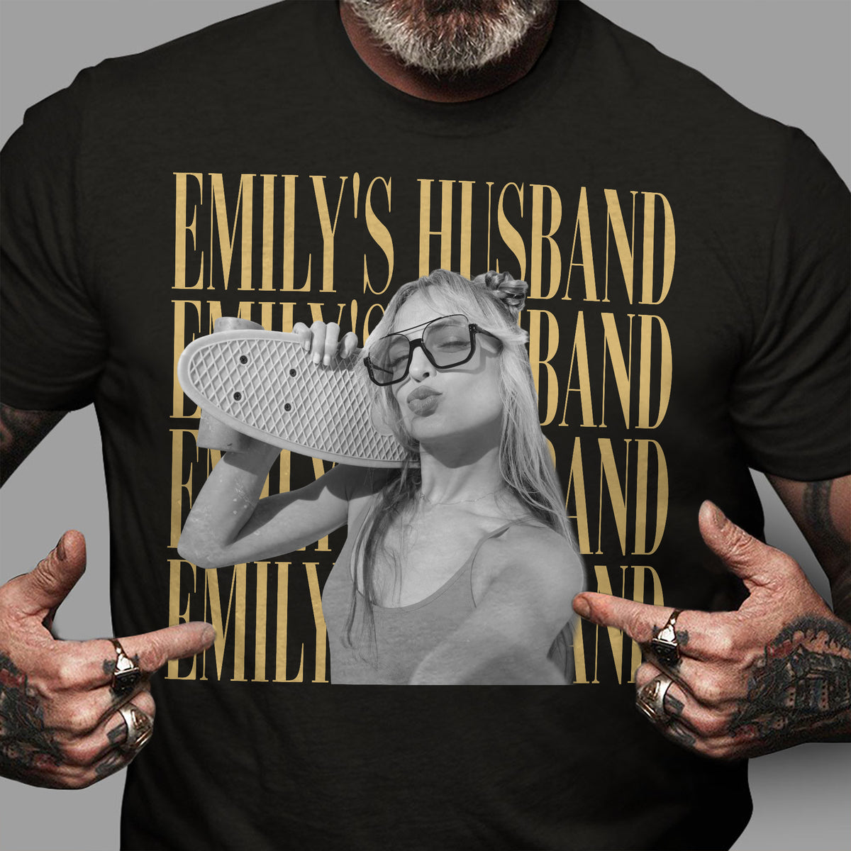 Custom Vintage Photo Wife, Husband Dark Shirt - Personalized Anniversary Gift HA75 921584