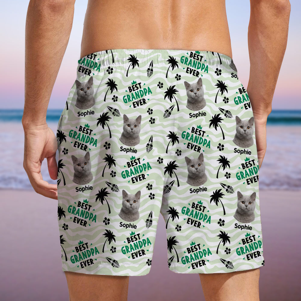 Custom Photo Stick Figures Best Dad Grandpa Ever Beach Short LM32 893713