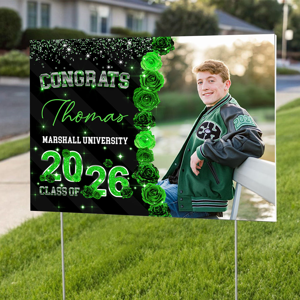 Custom Photo Rose Background Class Of 2026 Graduation Yard Sign HA75 920464