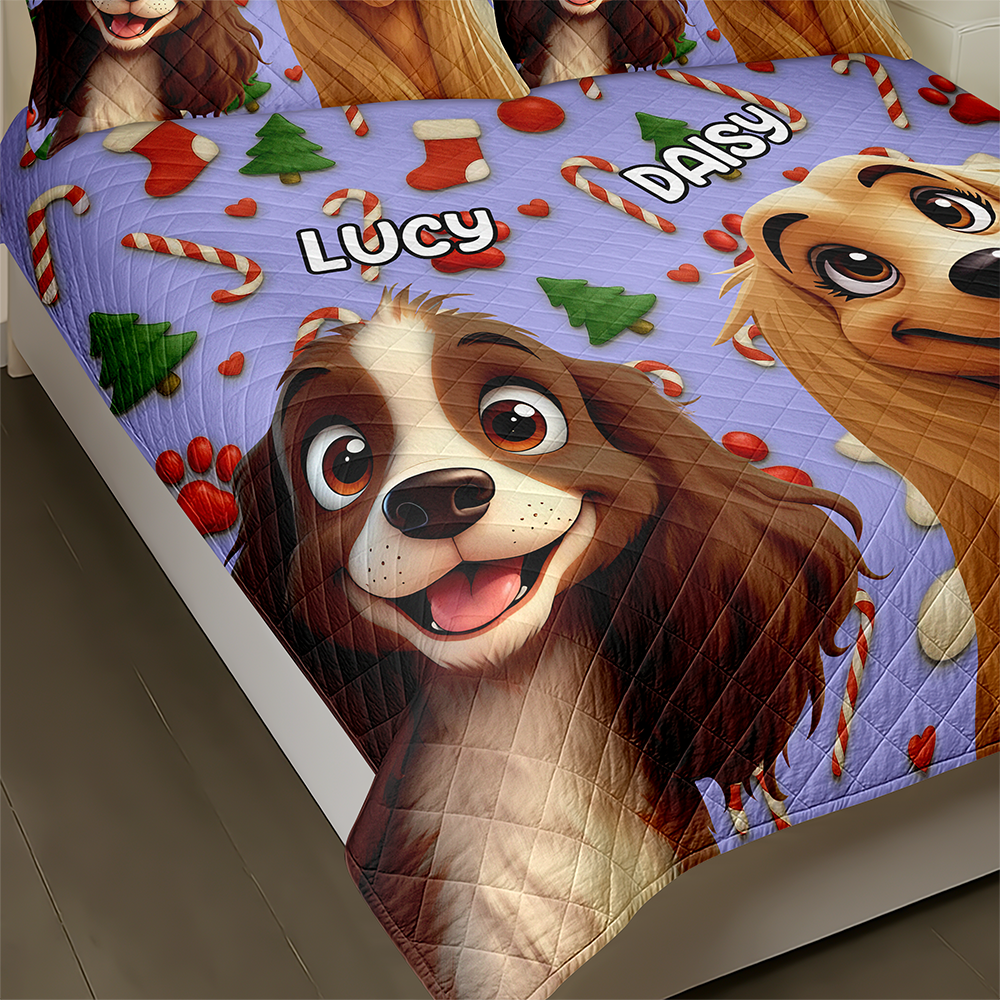 Custom Dog Cartoon Ver 2 - Personalized Quilt Bedding Set For Dog Lover LM32 897153