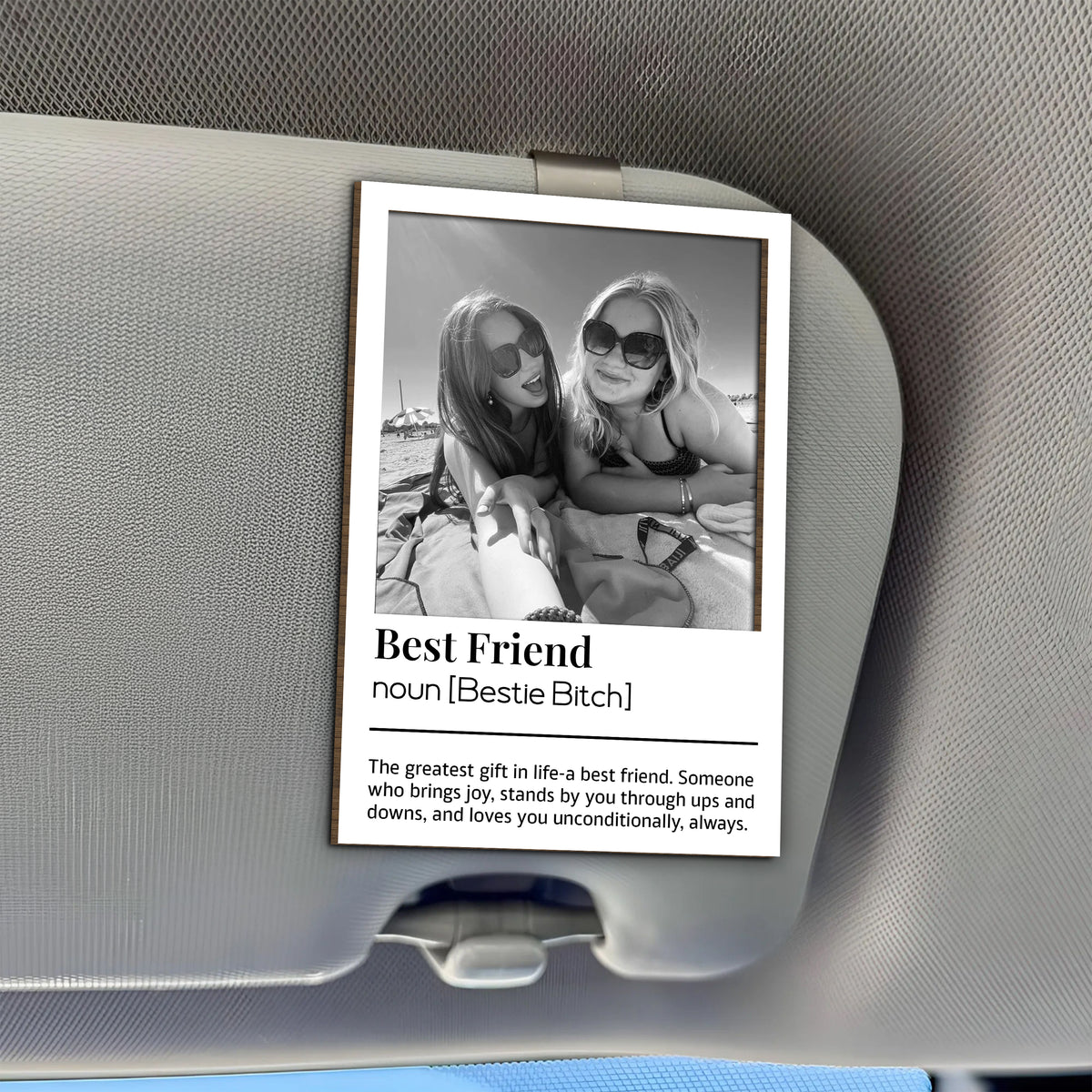 Custom Best Friend Photo 2 Layered Car Visor Clip Gift For Bestie LM32 895503