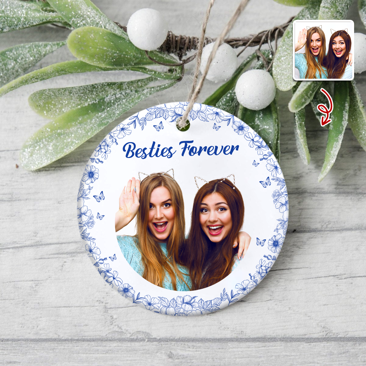 God Says You Are Personalized Besties Chinoiserie Toile De Jouy Style Ceramic Ornament CH07 899244