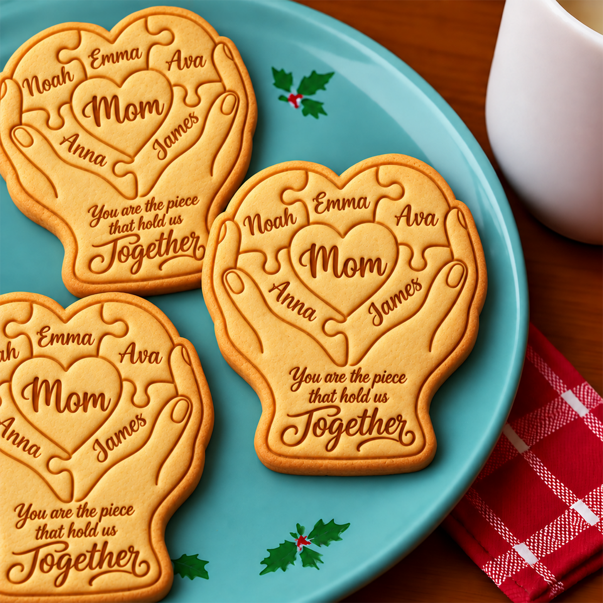 Custom Name Mom You Are The Piece That Holds Us Together Shaped Cookie Stamp HO82 904176