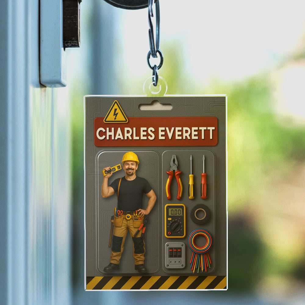 Custom Photo Mechanic Dad Figure Acrylic Keychain Gift For Dad HO82 894222