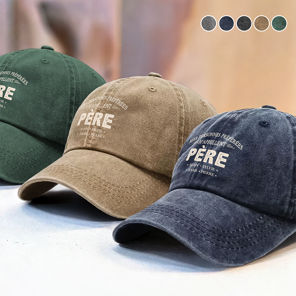 Mes personnes préférées m’appellent Papi – Casquette en jean délavé vintage personnalisée TH10 169509