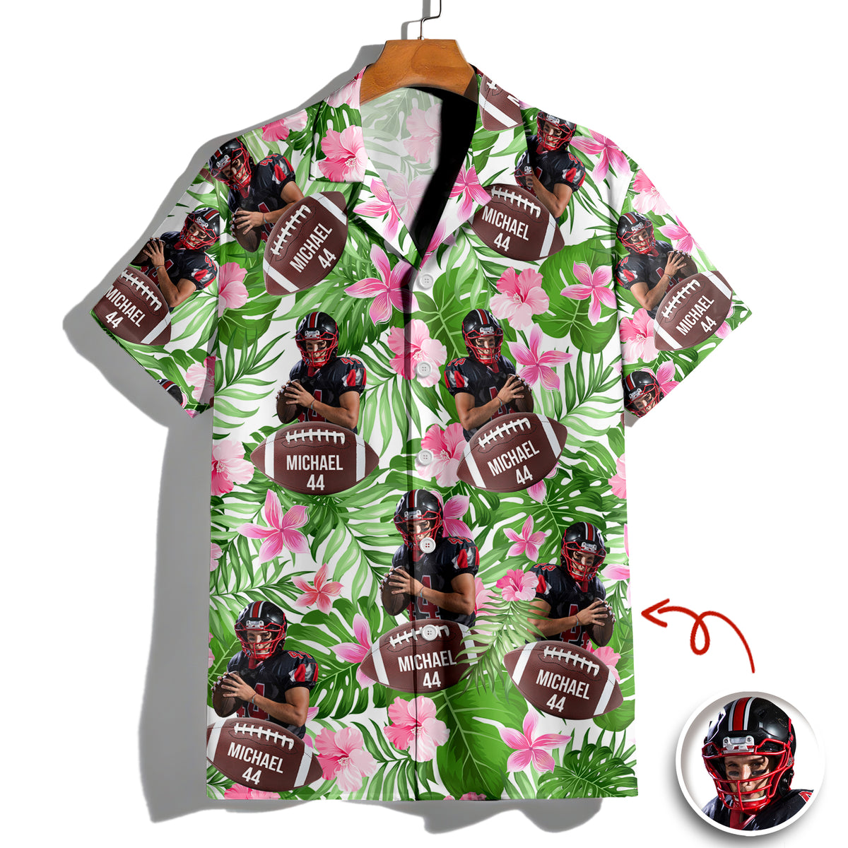 Personalized American Football With Tropical Pattern Hawaiian Shirt HO82 901176
