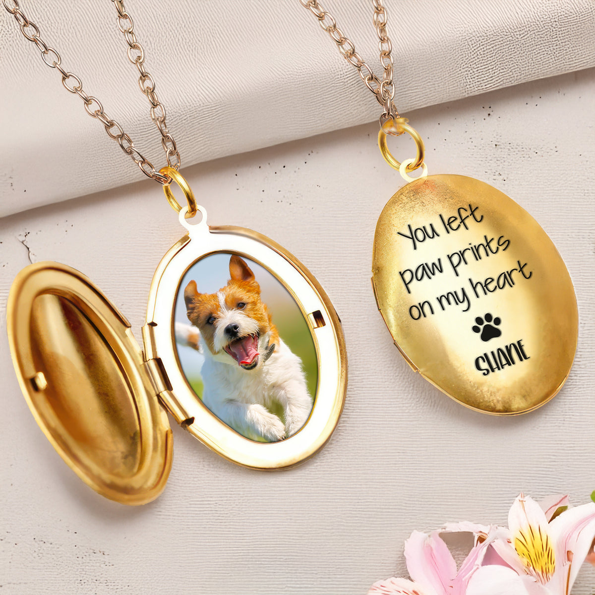 Custom Photo You Left Paw Prints On My Heart Dog Memorial Locket Necklace HO82 893674