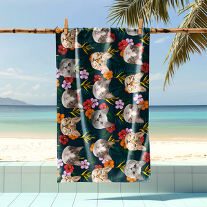 Custom Cute Cat Face Tropical Party Summer Beach Towels LM32 893467