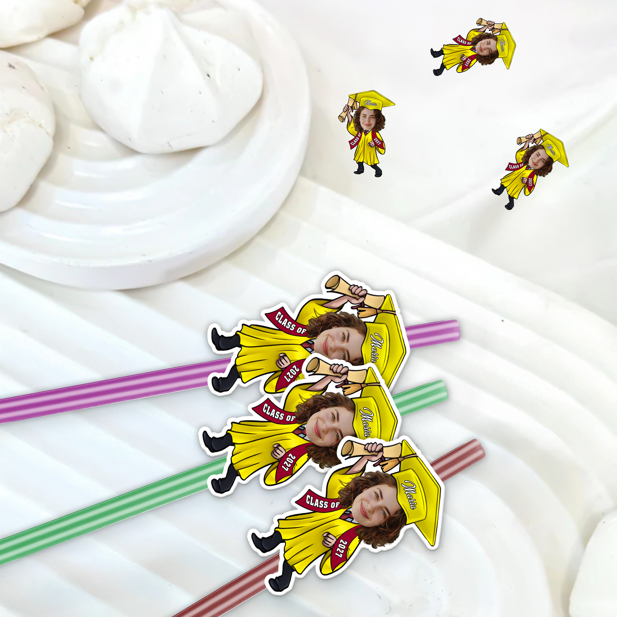 Custom Funny Face Class of 2026 Graduation Decoration Colorful Straws TH10 169131