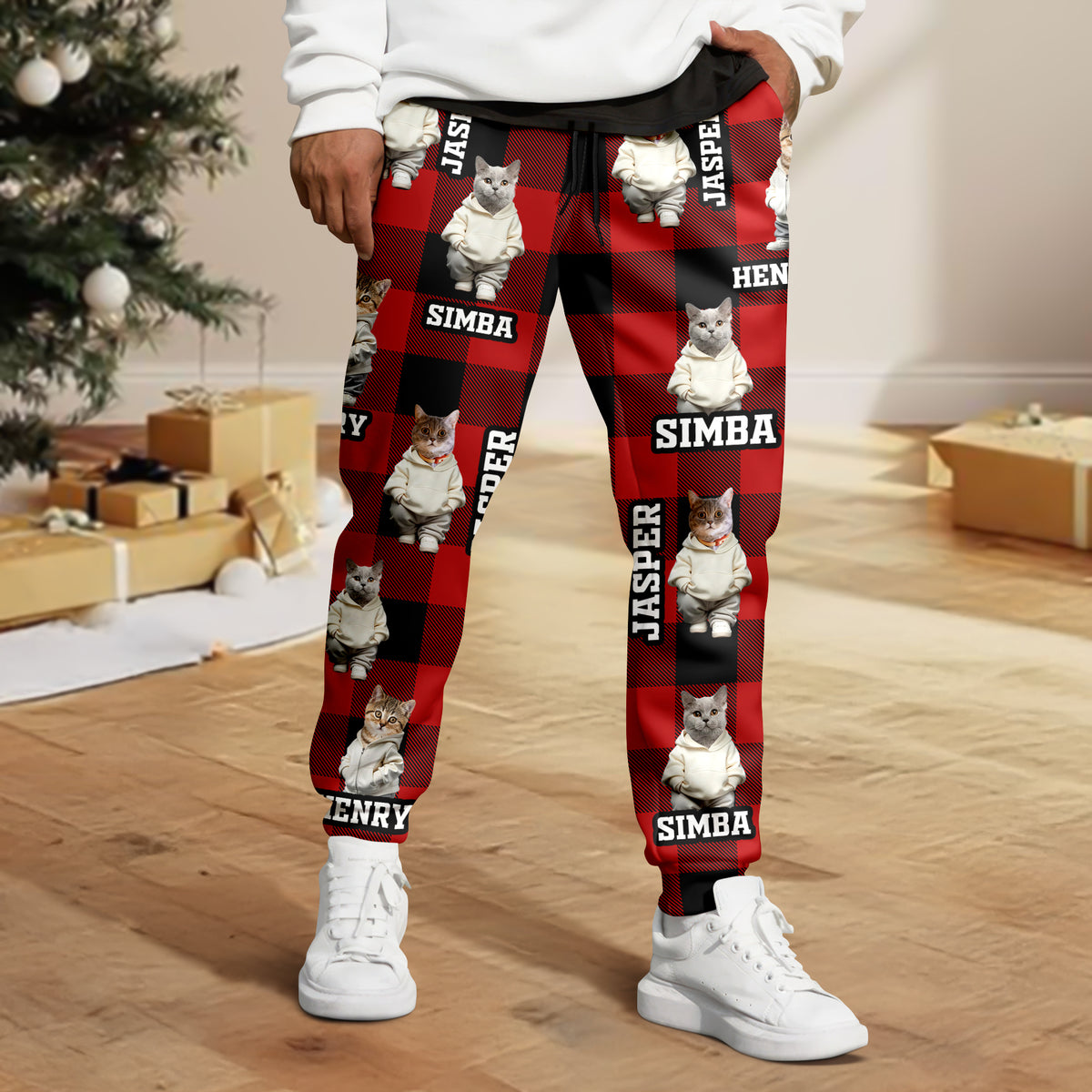 Custom Photo Cool Cat Christmas Sweatpants HA75 892924