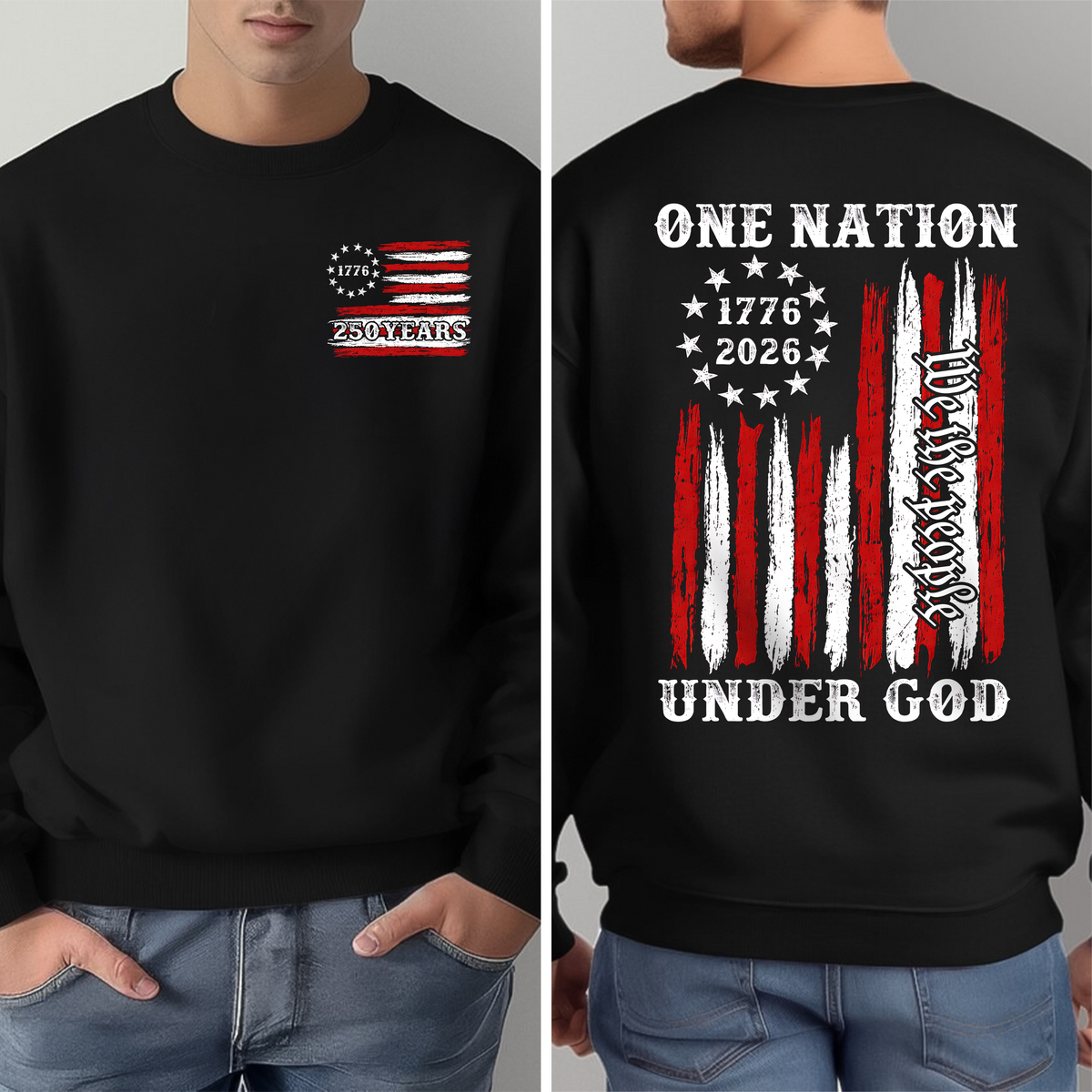 One Nation Under God We The People America Front & Back Dark Shirt TH10 169295