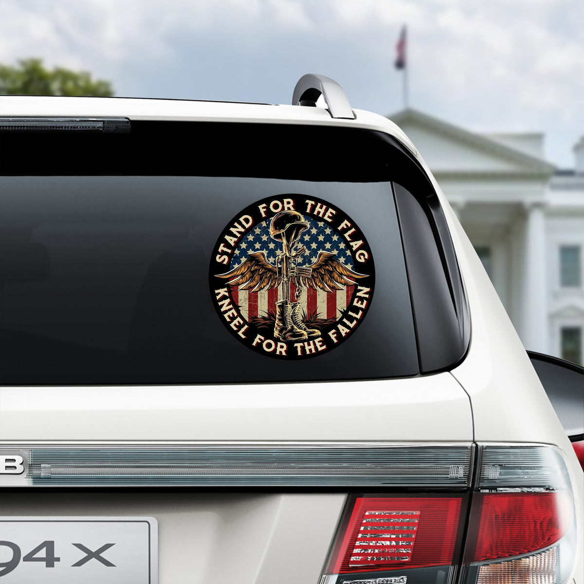 Stand For The Flag Kneel For The Fallen Patriotic With US Flag Decal Sticker HO82 900446