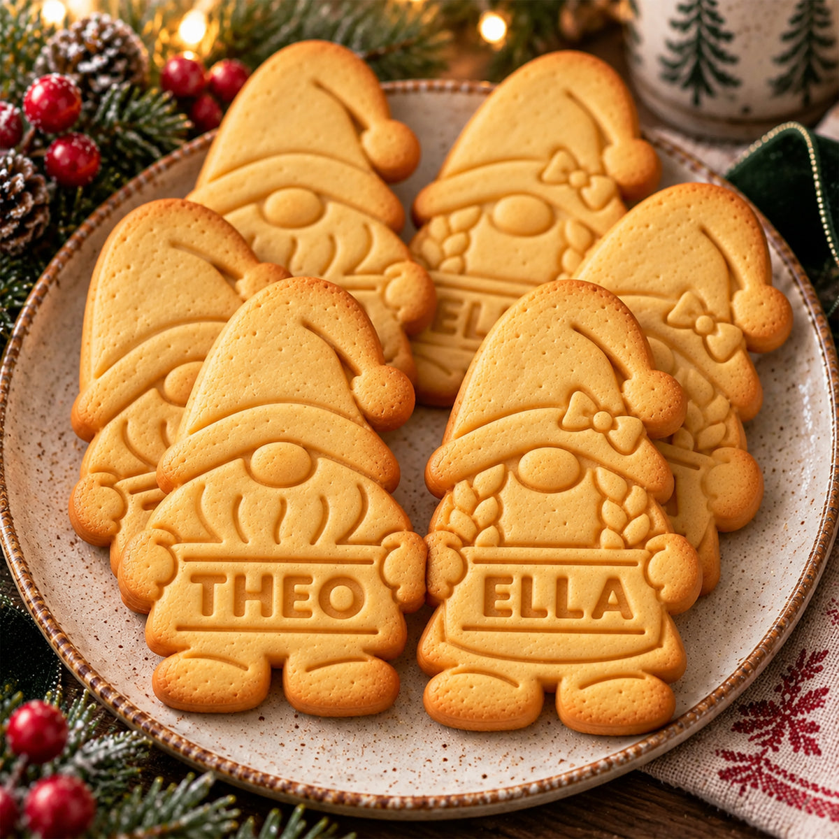 Custom Name Christmas Gnome Cookie Stamp Cute Holiday Baking Gift CH07 181138