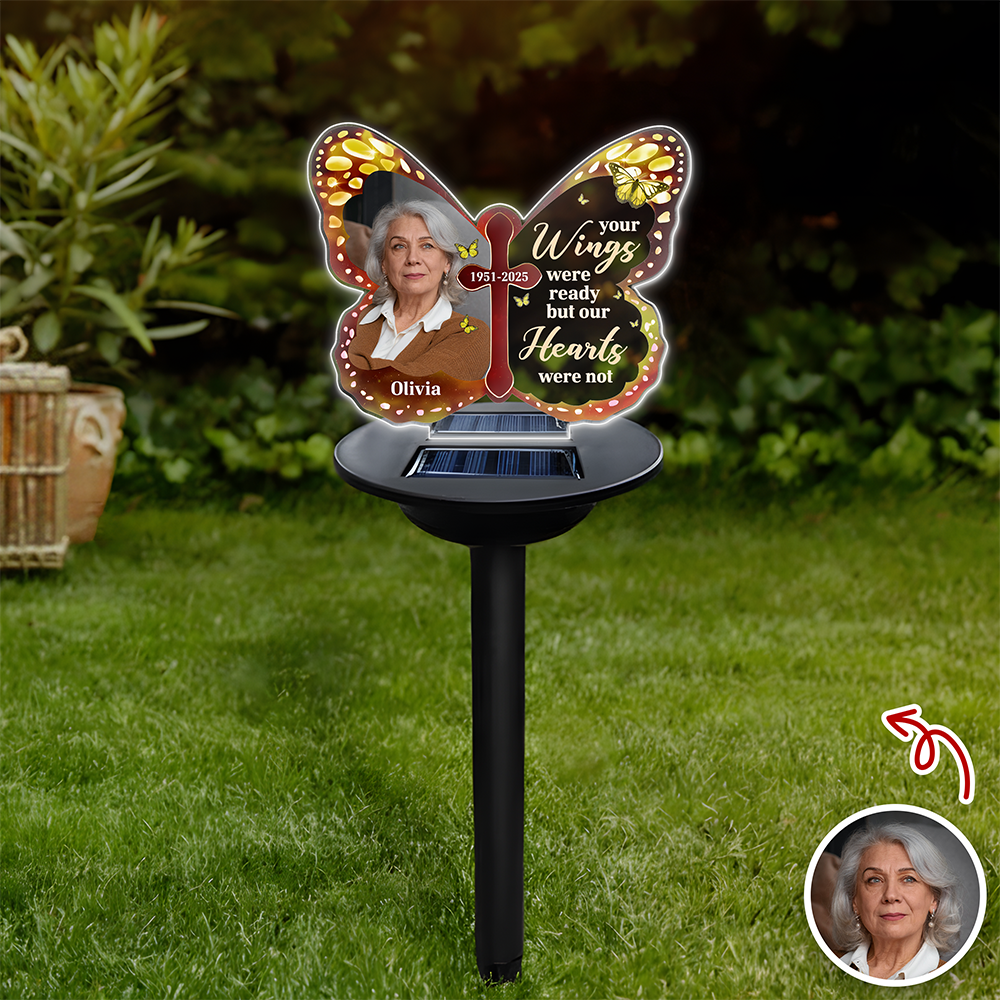 Custom Photo Your Wings Were Ready Solar Light Memorial TH10 896051
