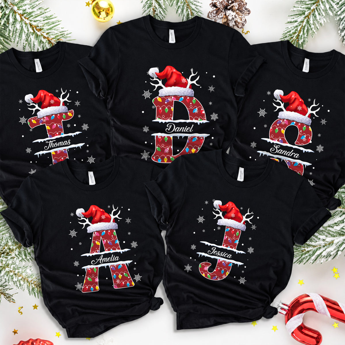 Custom Name Initial Letter Christmas Monogrammed Family Shirt HO82 904068