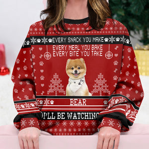 Custom Photo Every Bite You Take I'll Be Watching You For Dog Lover Christmas Ugly Sweater TH10 891639