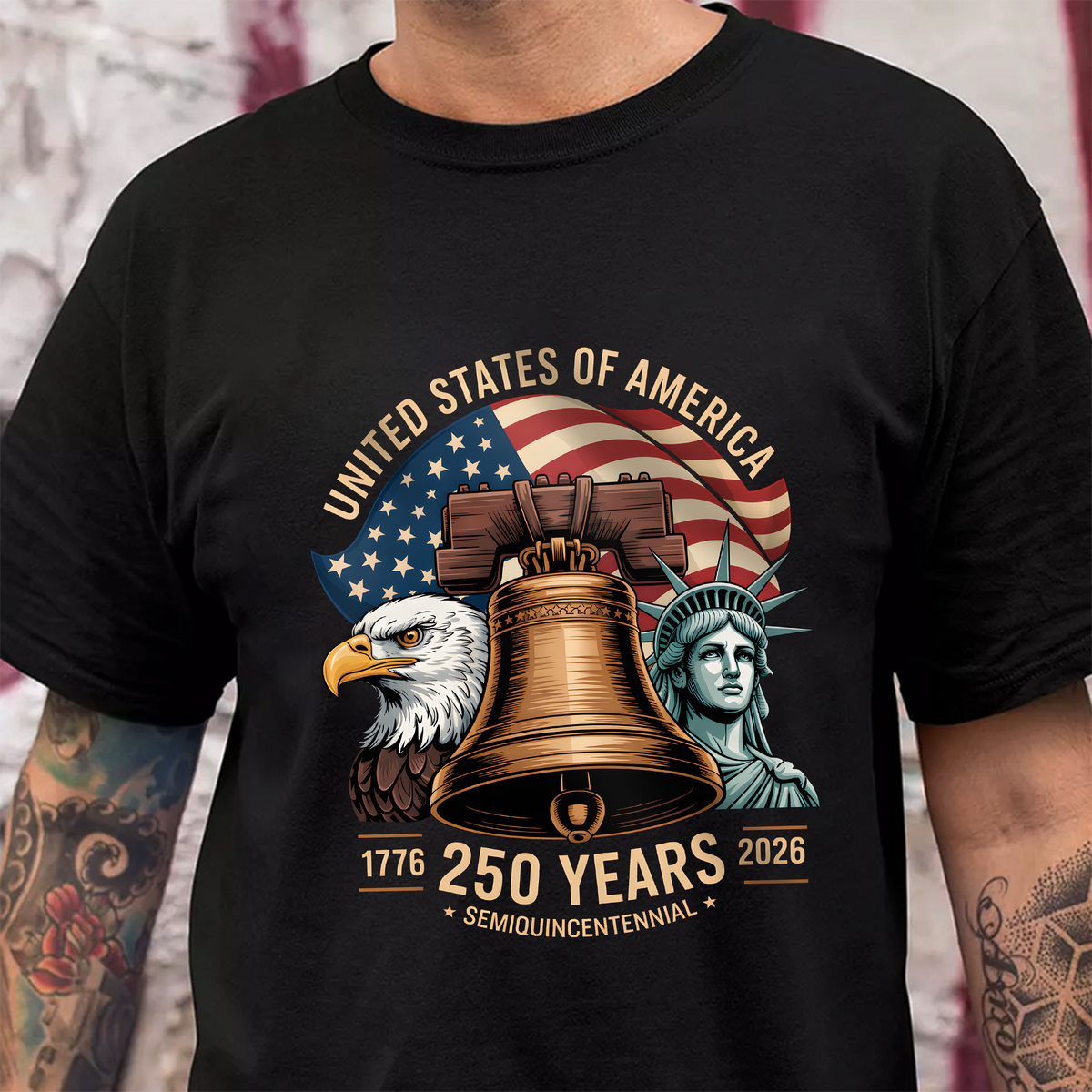 United States Of America 250th Anniversary 1776-2026 Semiquincentennial Dark Shirt LM32 899589