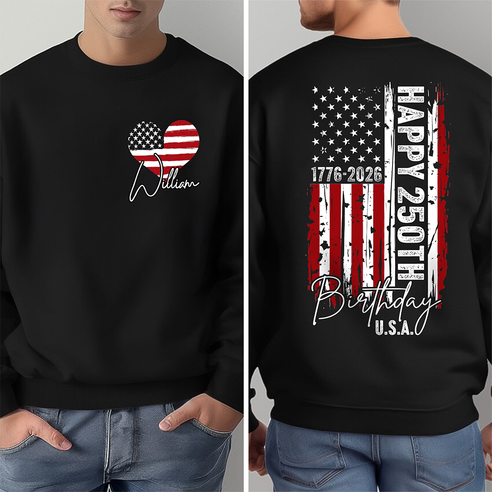 Custom Name USA 250th Birthday 1776-2026 Independence Day Back & Front Dark Shirt HO82 902222