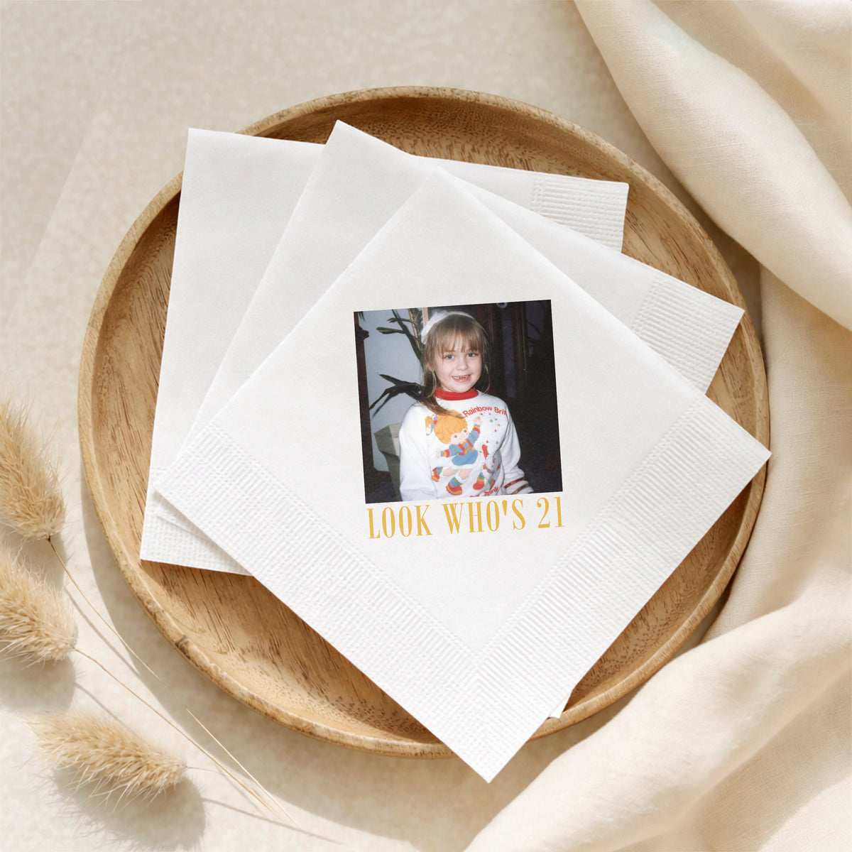 Custom Photo Look Who’s Birthday Napkins - Personalized Party Decor CH07 911290