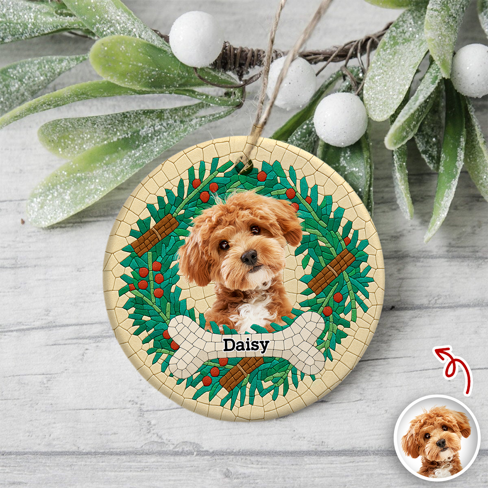 Custom Dog Photo Mosaic Style For Christmas Ceramic Ornament TH10 894805