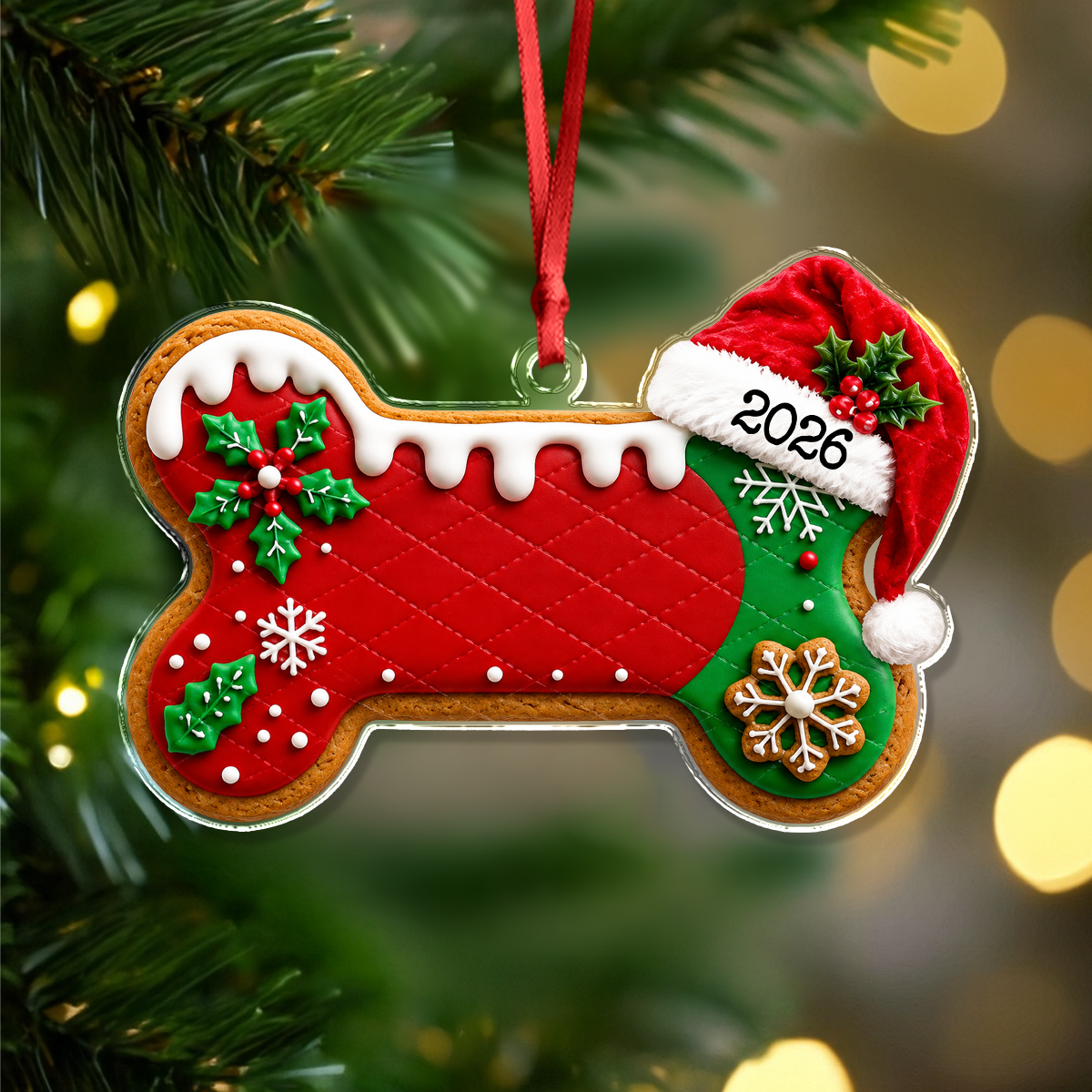 Custom Dog Bone Gingerbread Christmas Acrylic Ornament Gift For Dog Lovers TH10 170687