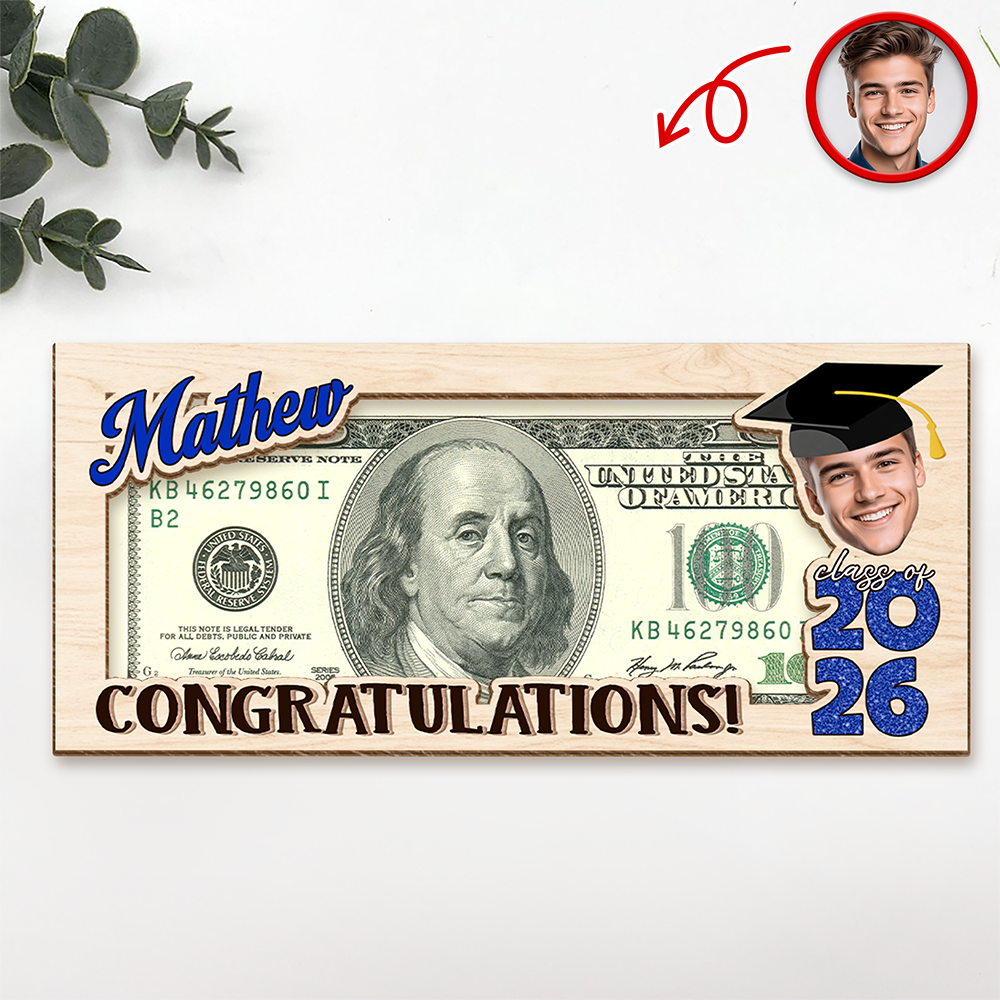 Custom Photo Congratulations Class Of 2026 Wood Money Holder CH07 910664