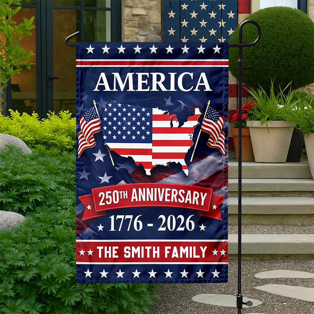 Custom Family Name America 250th Anniversary Garden Flag TH10 898825