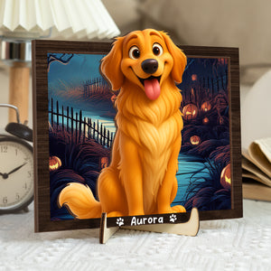 Custom Cartoon Photo Cute Gifts For Pet Lovers 2-Layered Wooden Plaque With Stand LM32 893523