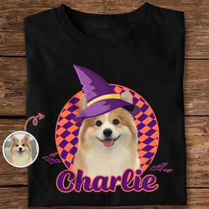 Custom Dog Cat Photo Witch Hat Halloween Dark Shirt HO82 894982