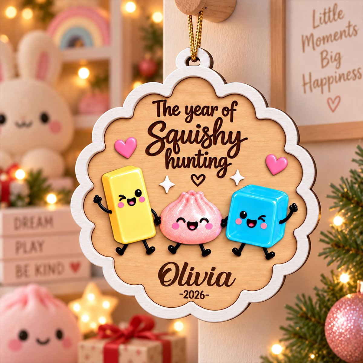 Custom Name The Year Of Squishy Hunting 2-Layer Wood Ornament, Personalized Christmas Keepsake HO82 903784