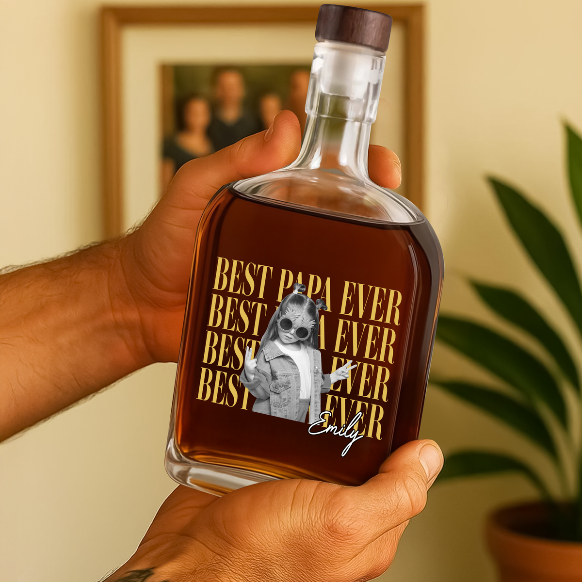 Personalized Vintage Photo Best Dad Mom Ever Whiskey Bottle CH07 911516