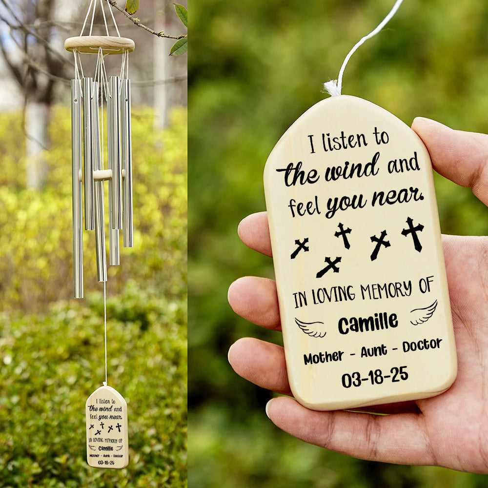 I Listen To The Wind And Feel You Near Memorial Wind Chimes Personalized Gift HO82 893552