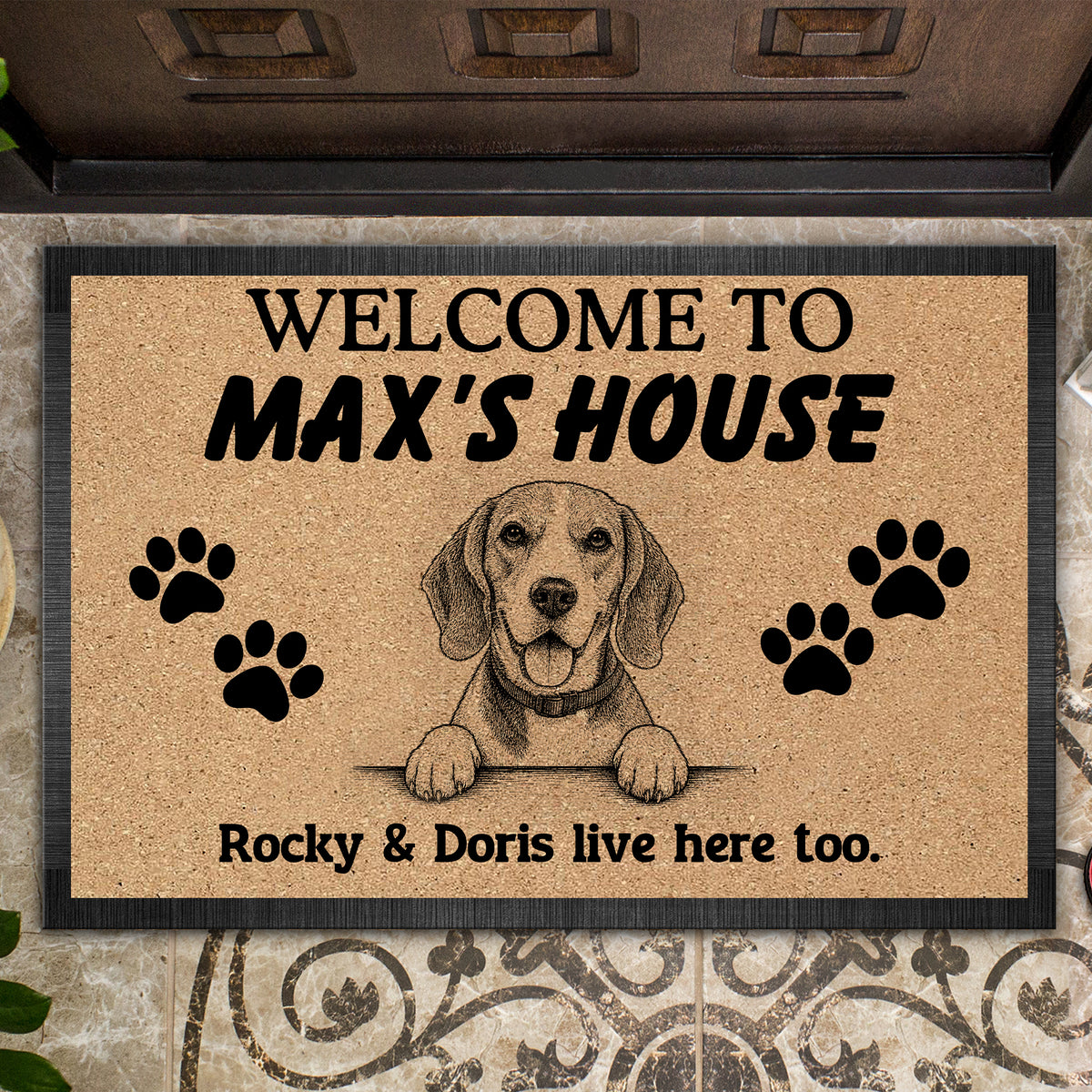 Custom Photo Welcome To Dog House Dog Vintage Doormat HA75 921900