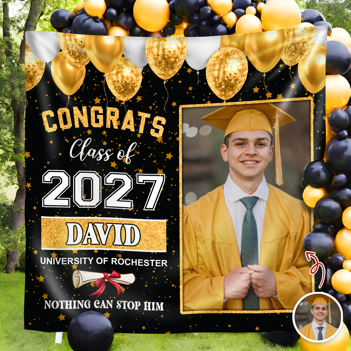 Custom Photo Congrats Class of 2026 Backdrop For Grad Party Decorations CH07 910864