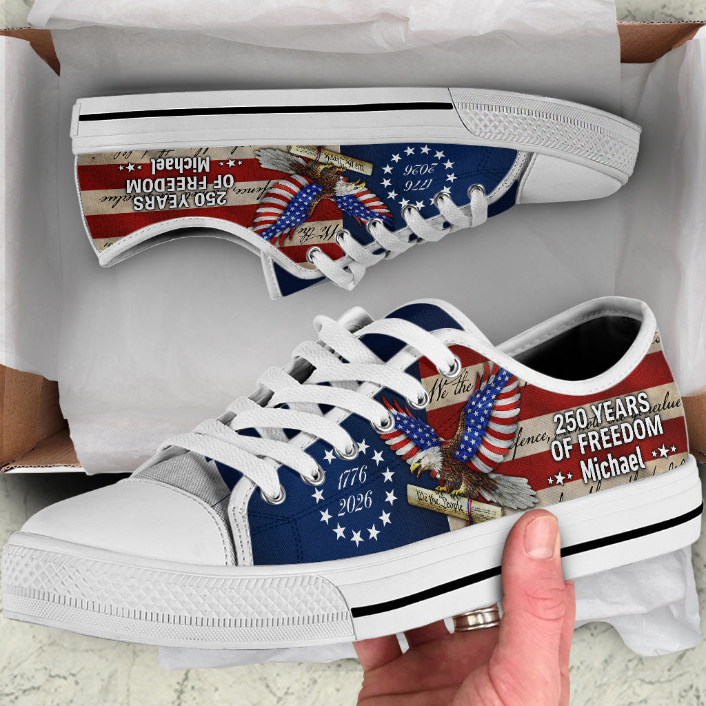 Custom Name 250 Years Of Freedom America Flag 1776-2026 Canvas Shoes HO82 902244