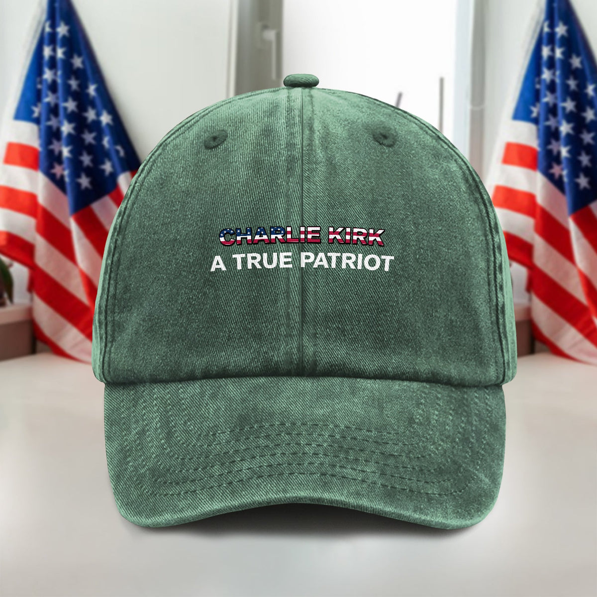 RIP American Charlie Kirk - A True Patriot Washed Denim Baseball Cap LM32 65567