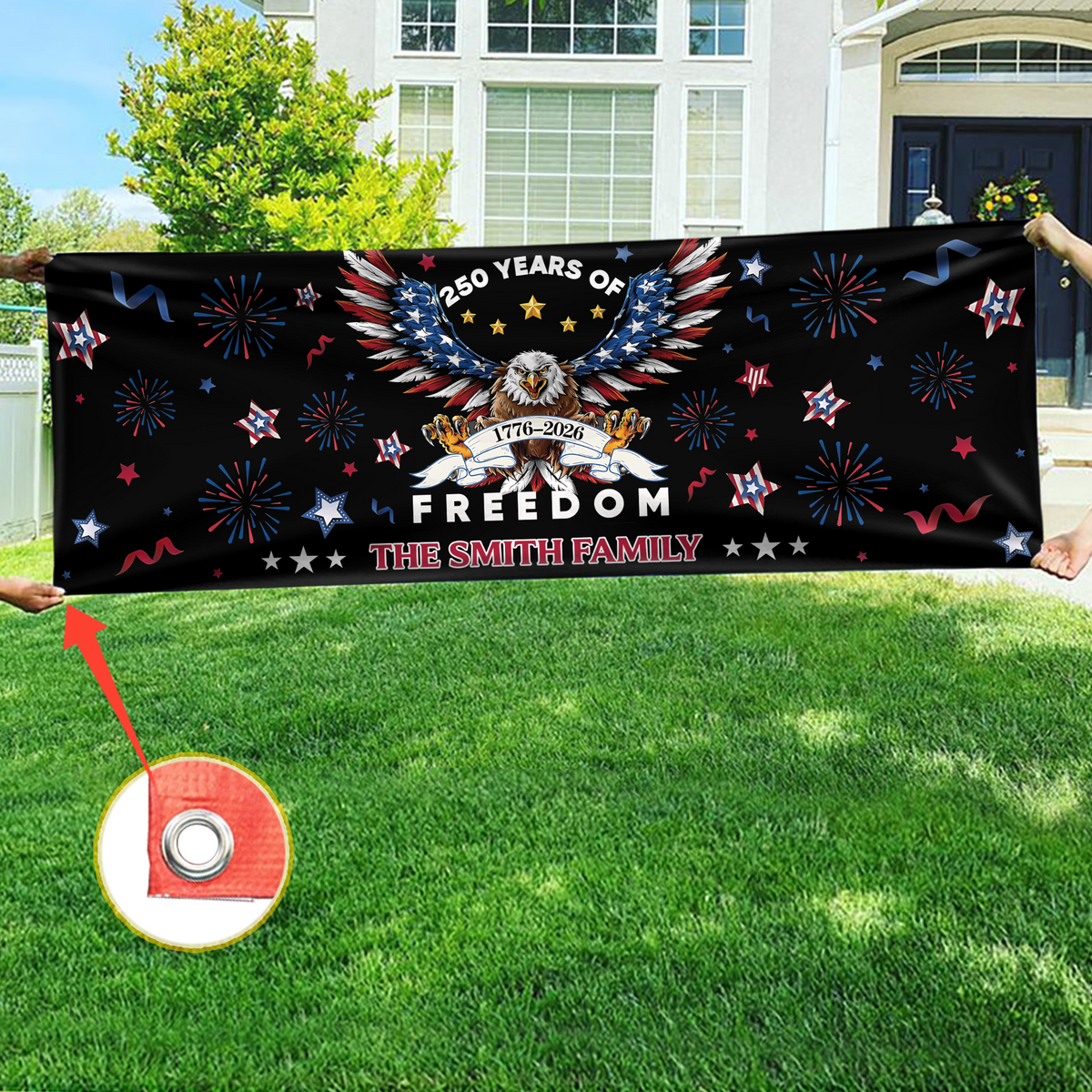 Personalized Family Name 250 Years Of Freedom America Banner HA75 920896