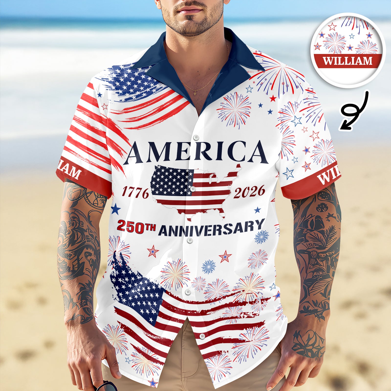 Custom Name America 250th Anniversary Hawaii Shirt HO82 901538