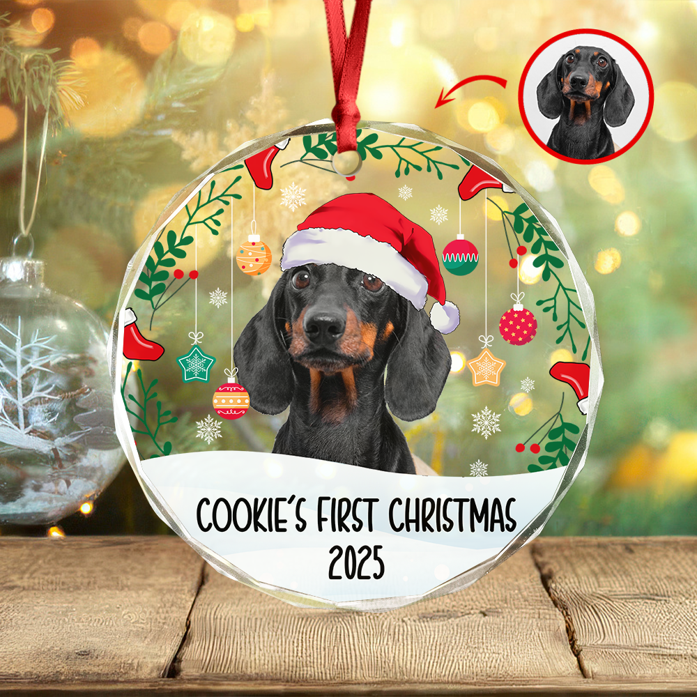 Custom Photo First Christmas Glass Ornament For Dog Lover TH10 894283