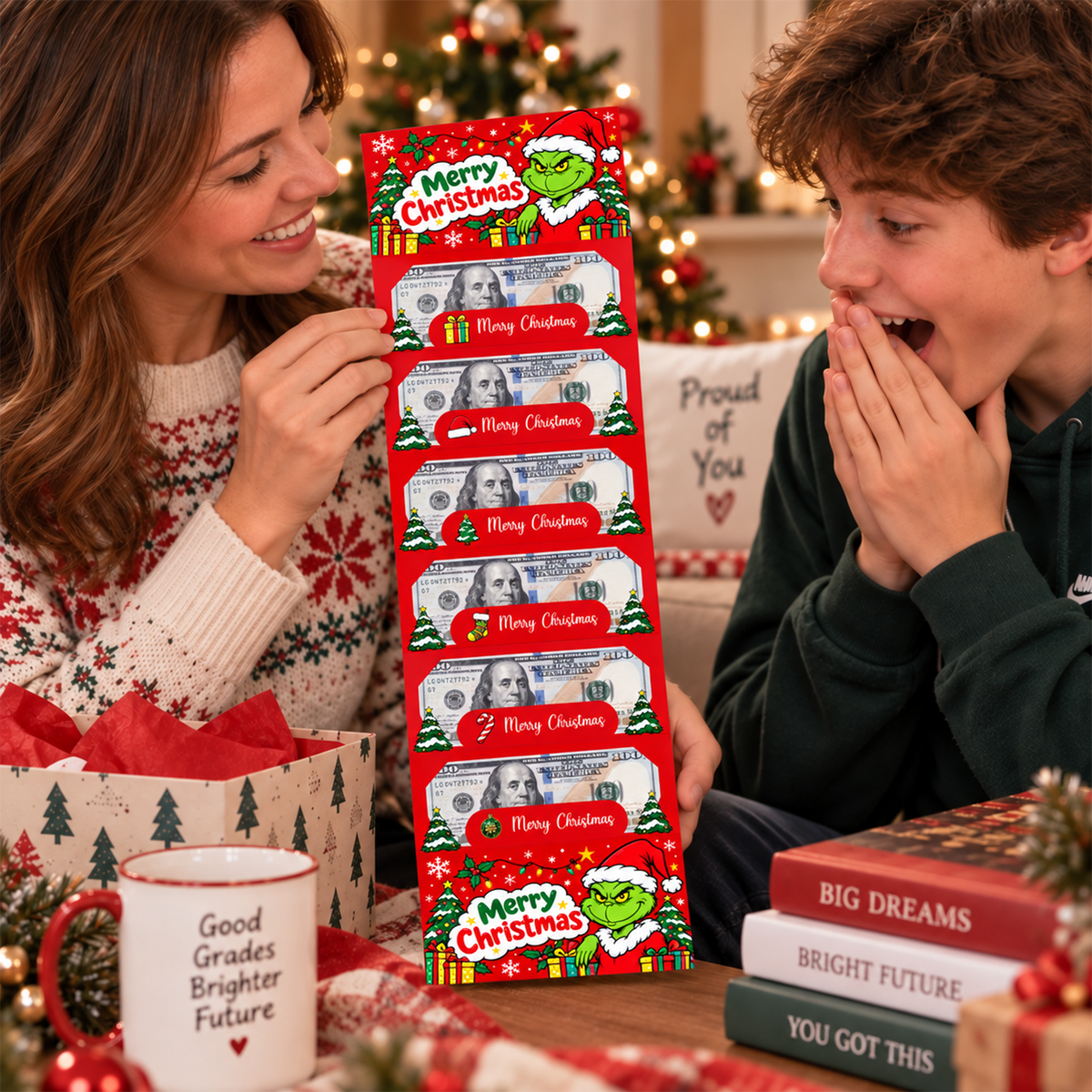 Grinch Christmas Cash Gift Envelopes Funny Money Holder for Family & Friends LM32 670321