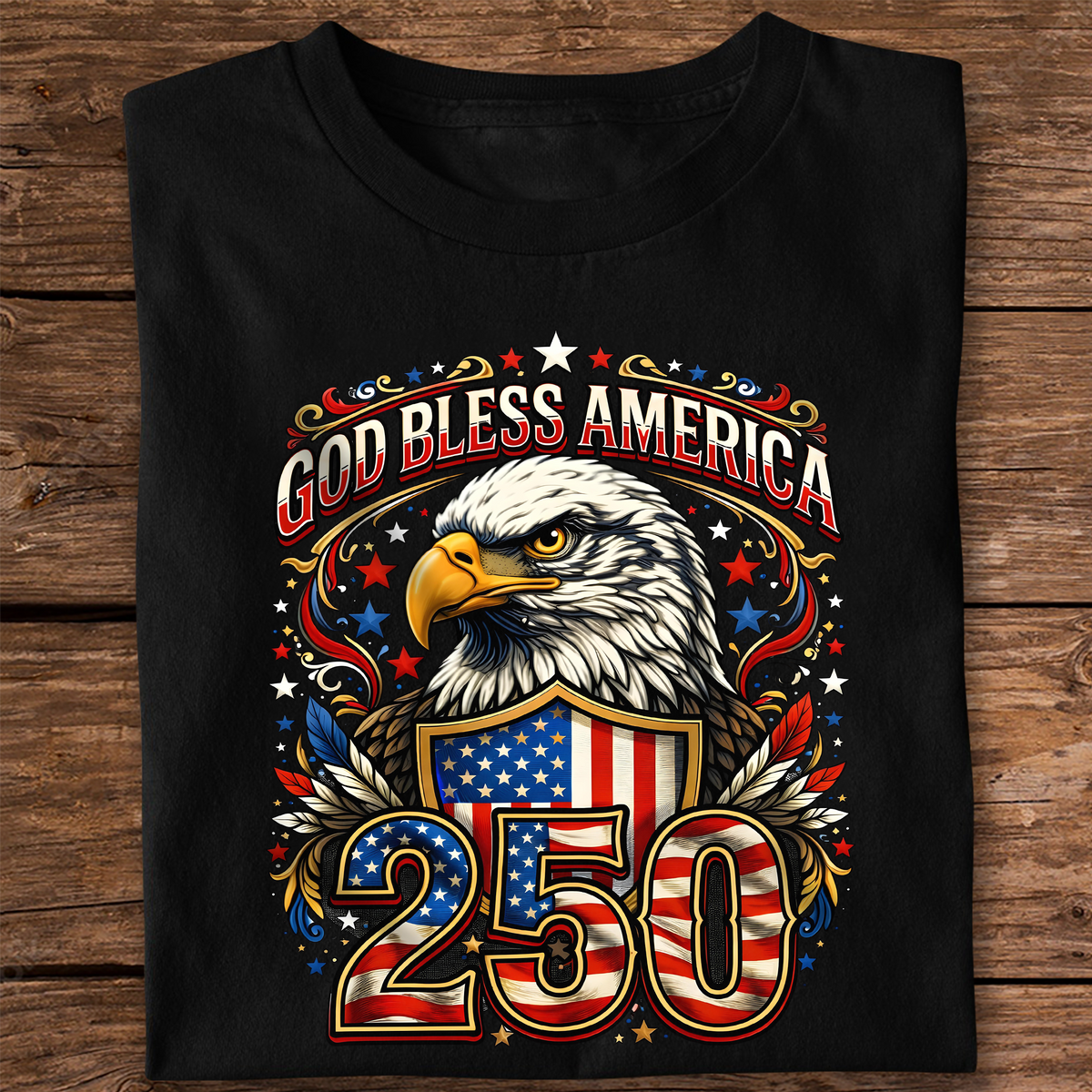 God Bless America Patriotic Dark Shirt America 250th Anniversary TShirt CH07 910968