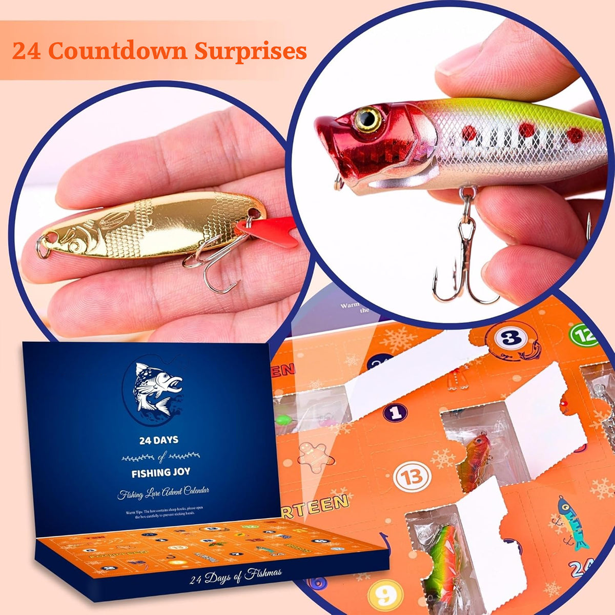 fishing advent calendar with fishing lures 2024 Advent Calendar For Anglers: 24 Day Surprise Box Of Fishing Lures For Men, Teens, Dads, Friends